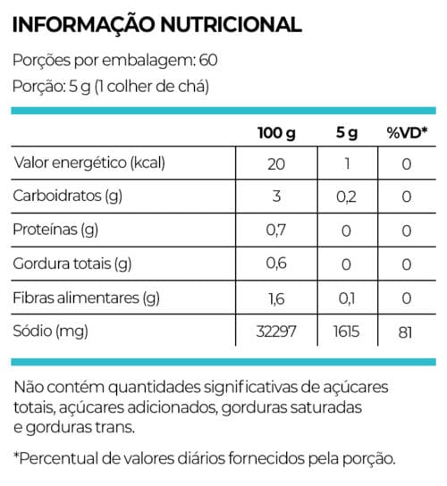 Tabela Nutricional Tempero Completo Kitano