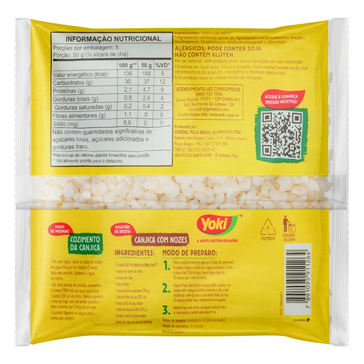 Canjica Branca Cristal Yoki