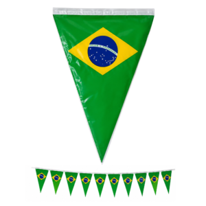 Guirlanda com Bandeirinhas do Brasil em Plástico 5 Metros (10 bandeirinhas)