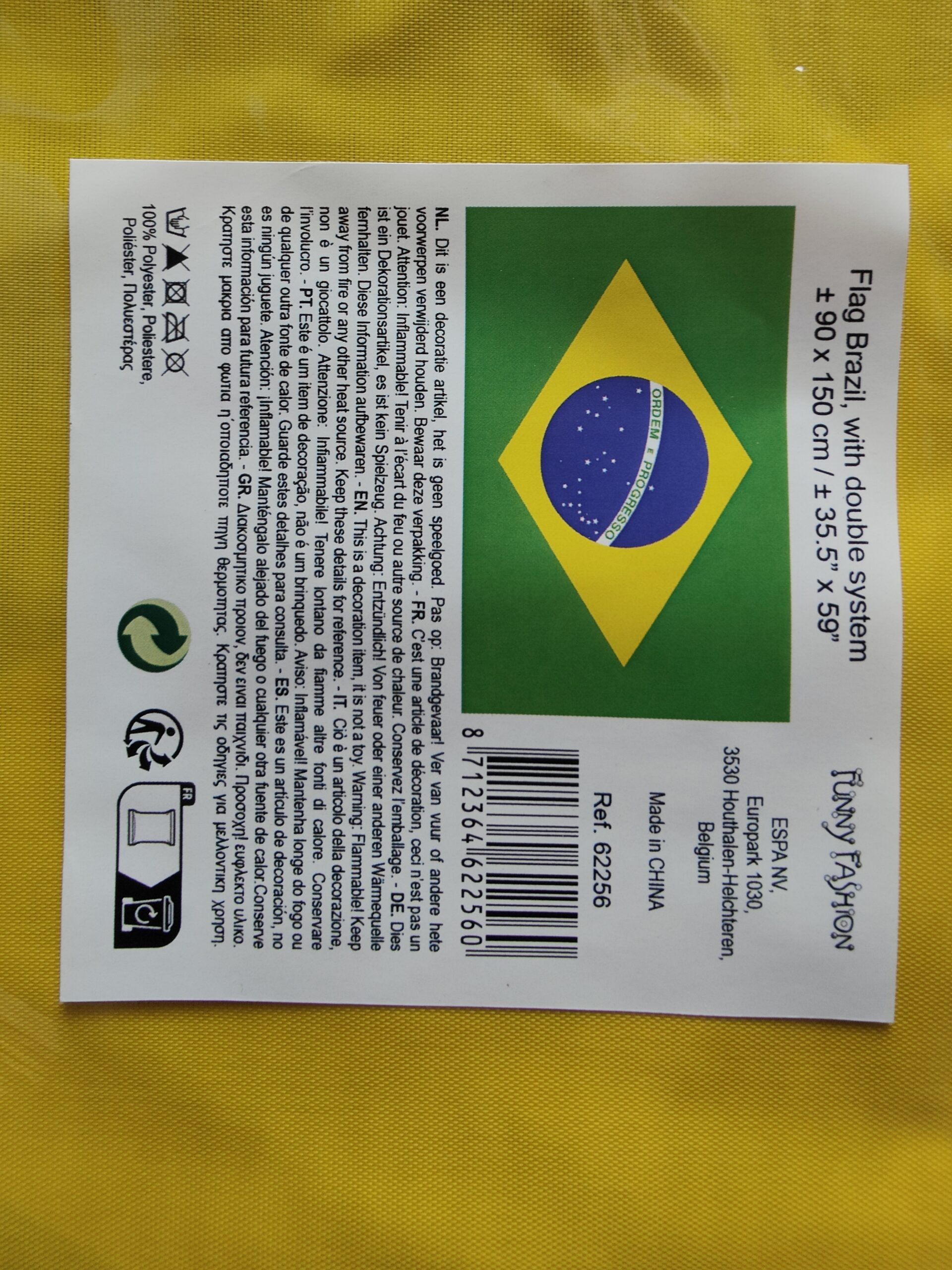 Bandeira do Brasil em poliester 90x150 cm.